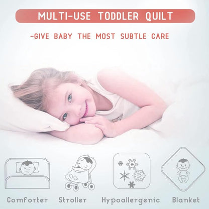 Adam Home 4.5 Tog Toddler Duvet and Pillow Set 100% Microfibre Anti-Allergy Lightweight Cot Bed (Duvet 120x150 cm) & (Pillow 40x60 cm) Hypoallergenic and Machine Washable Cot