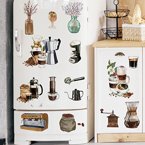 Runtoo Coffee Wall Art Decals Coffee Cup Kitchen Wall Stickers Cafe Shop Office Dining Room Window Door Decor
