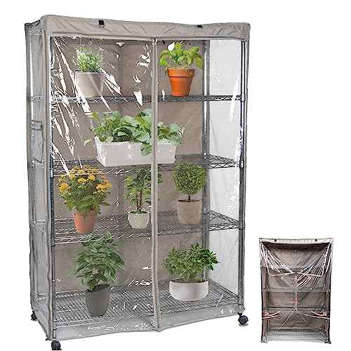 YLOVAN Storage Shelf Cover Wire Rack Shelving Dust Protective, Fits Racks 48" L x 19'' D x 72'' H Three Side See Through Panel (Cover only)