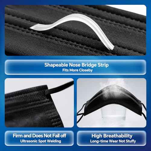 GTT ASTM Level 3 Highly Protective Disposable 3 Ply Face Masks with Individual Packaging, Breathable & Comfortable Mask