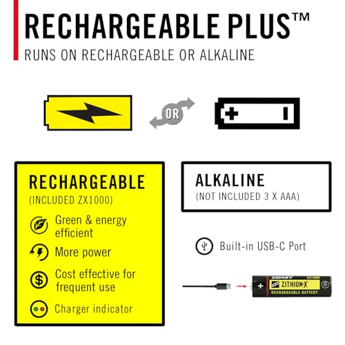 COAST XP11R Rechargeable Dual Power LED Flashlight, 3000 Lumens, Black