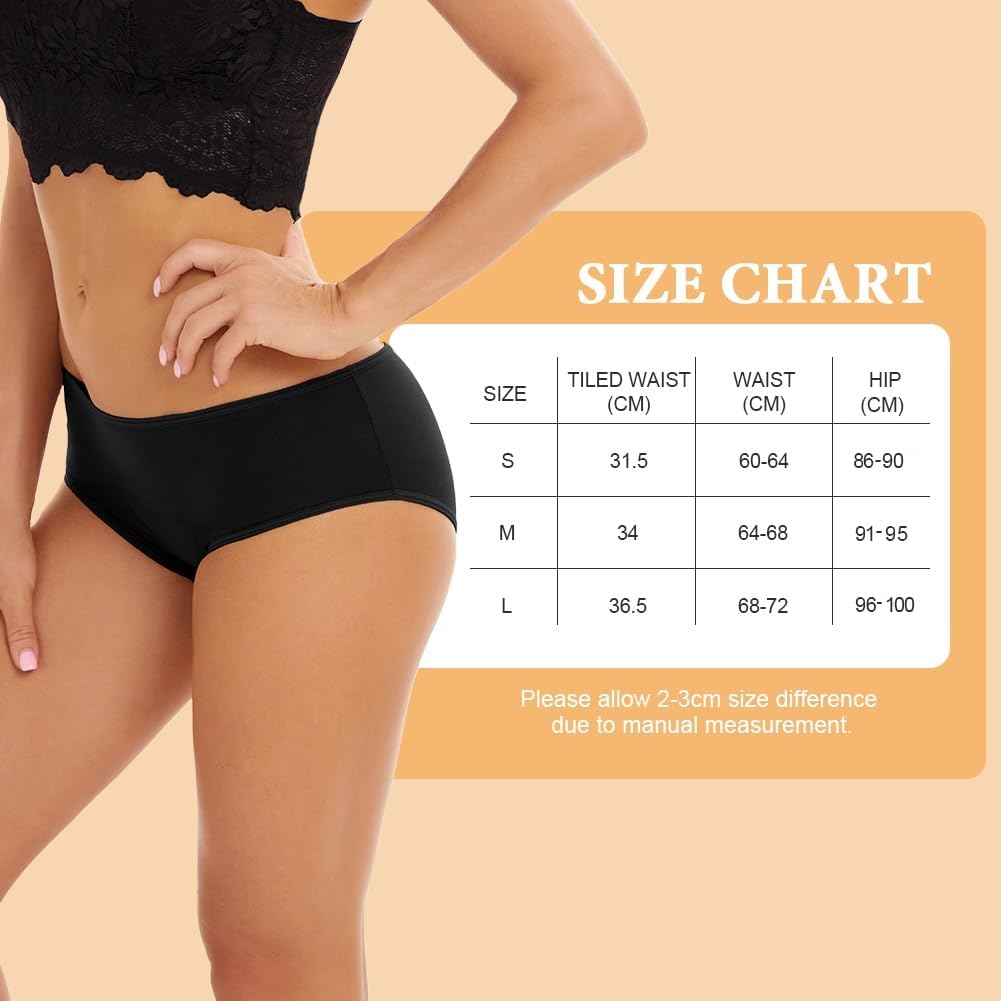 flintronic Period Panties, 4PCS Absorbent Leak Proof Panty Pants, Heavy Flow 30ML Menstrual Knickers, Cotton Menstrual Briefs for Women, Absorbent and Reusable (M)