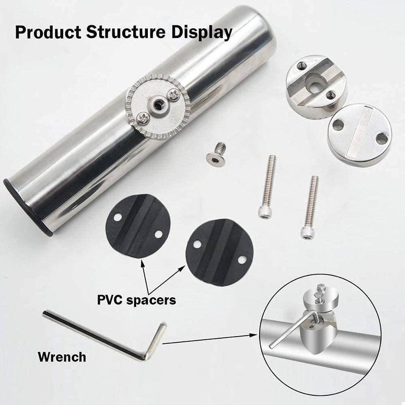 Rail Mount Rod Clamp Holders - Adjustable Stainless Steel Fishing Rod Holder for Kayak & Boat