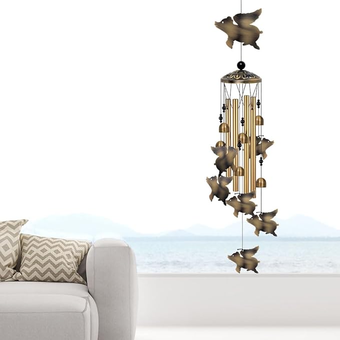 Flying Pigs Wind Chimes Decor, Mobile Blessing Wind Bells Decorate, Sympathy Wind Catcher, Memorial Gifts for Mom, Grandma, Woman (Housewarming/Outside/Indoor/Home/Room/Porch/Yard/Garden Decoration)