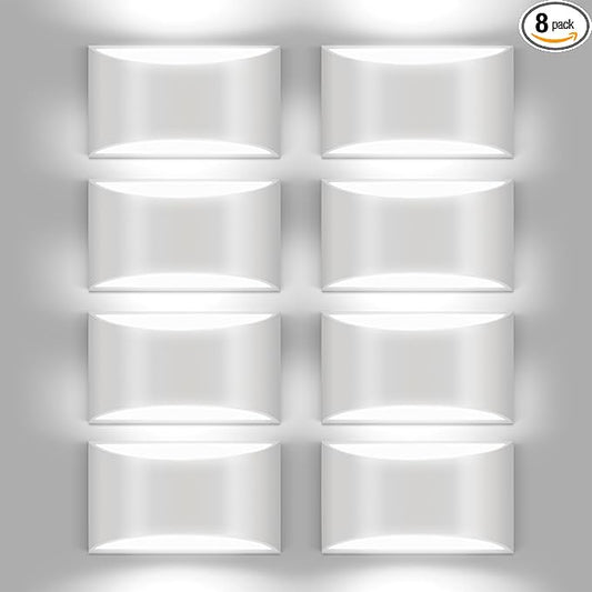 8 Pack White LED Wall Sconces Light Hardwired Wall Sconces Indoor Up and Down Wall Sconce Cool White 6000K(with G9 Bulbs)