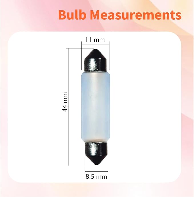 10 Pack Frosted Festoon Bulb Sv8.5-8 T3.25 10X44mm, 12V3W Under Cabinet Light Bulb Xenon Festoon Light Bulb Dome Light Car Trunk Cargo Light Interior Door Light