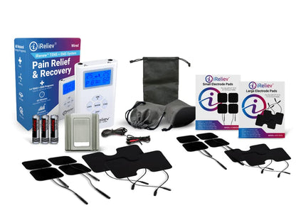 iReliev TENS + EMS Combination Unit Muscle Stimulator for Pain Relief, Arthritis, Muscle Strength - Treats Tired, Sore Muscles in Your Shoulders, Back, Ab's, Legs, Knee's, More