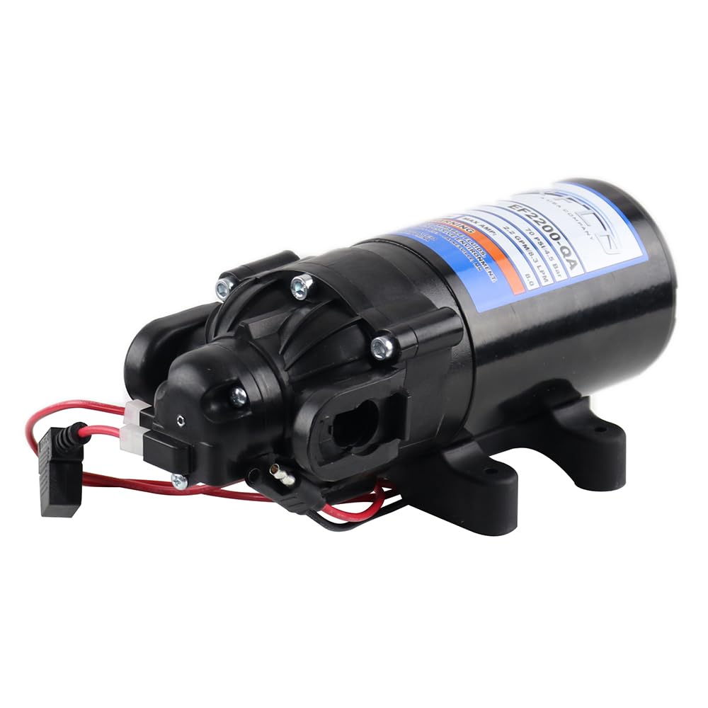 Everflo EF2200-QA-BOX 2.2GPM 12V Diaphragm Pump-Quick Attach Port, Black