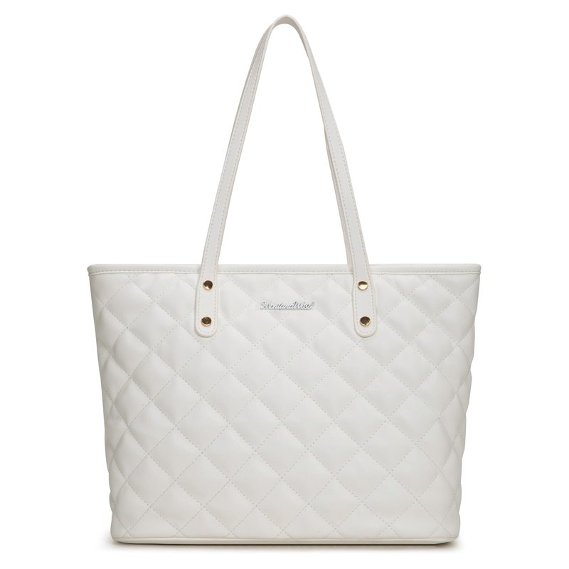 Montana West white purse quilted tote bag for women large tote purse for women shoulder bag womens handbags hobo purse with top zipper MWC-084BWT
