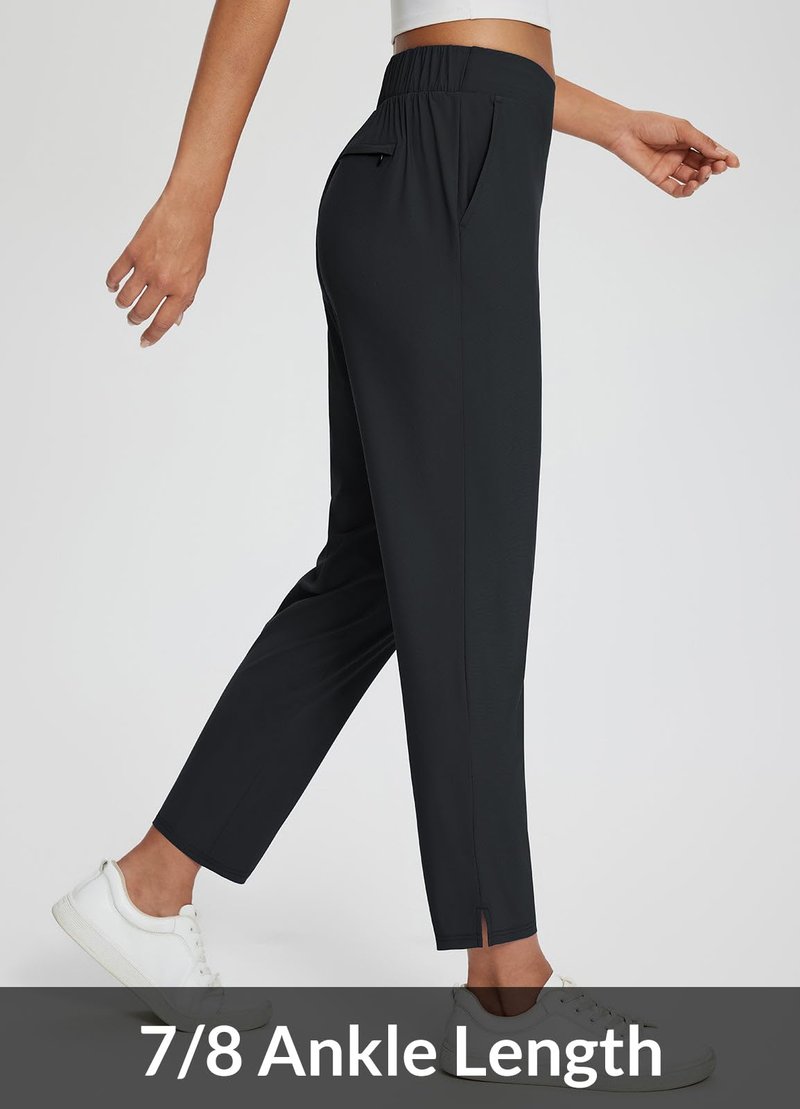 baleaf Womens Travel Pants Petite Stretch with Pockets Golf Ankle Dress Work Business Casual Slacks Fall Joggers Black M