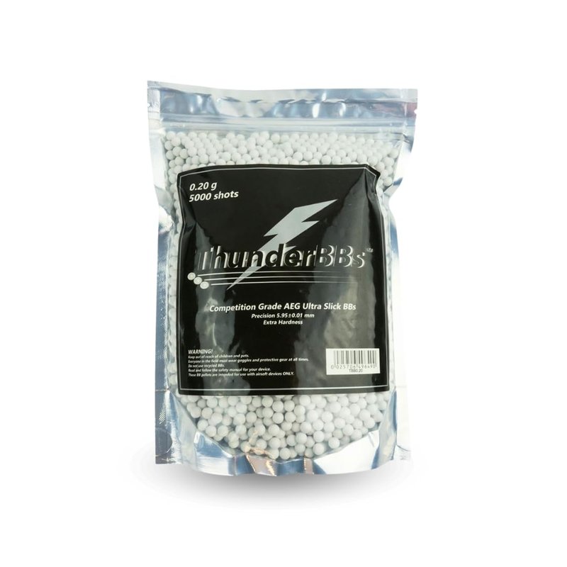 Thunder BBs TBB0.20 Airsoft BBS 0.20G, Competition Grade, White, 5000 Rounds/Bag