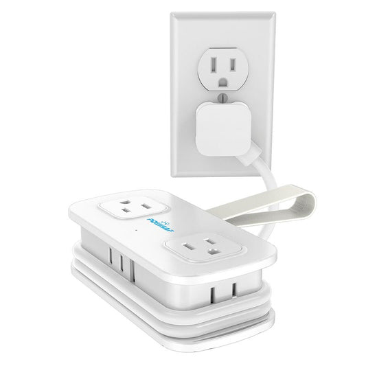 POWSAF Cruise Essentials 4-Ft Travel Power Strip with 4 Outlets and 3 USB Ports (2 USB C), Non Surge Protector for Cruise Ship, Travel Essentials, Home Office, ETL Listed, White