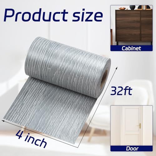 Self Adhesive Wood Grain Tape for Mirrors, 4 inch X 32 ft Decorative Duct Tape Wood Repair Tape, Gray Wood Grain Repair Patch for Tables, Floor, Bathroom, Cabinets, Handicraft DIY