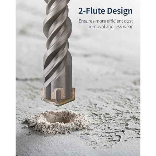 1 Inch x 12 Inch SDS Plus Rotary Hammer Drill Bit, Firecore Tungsten Carbide Long Drill Bits for Concrete Masonry Ceramic Tile Cement Walls Brick Rocks Stone, Brocas para Concreto