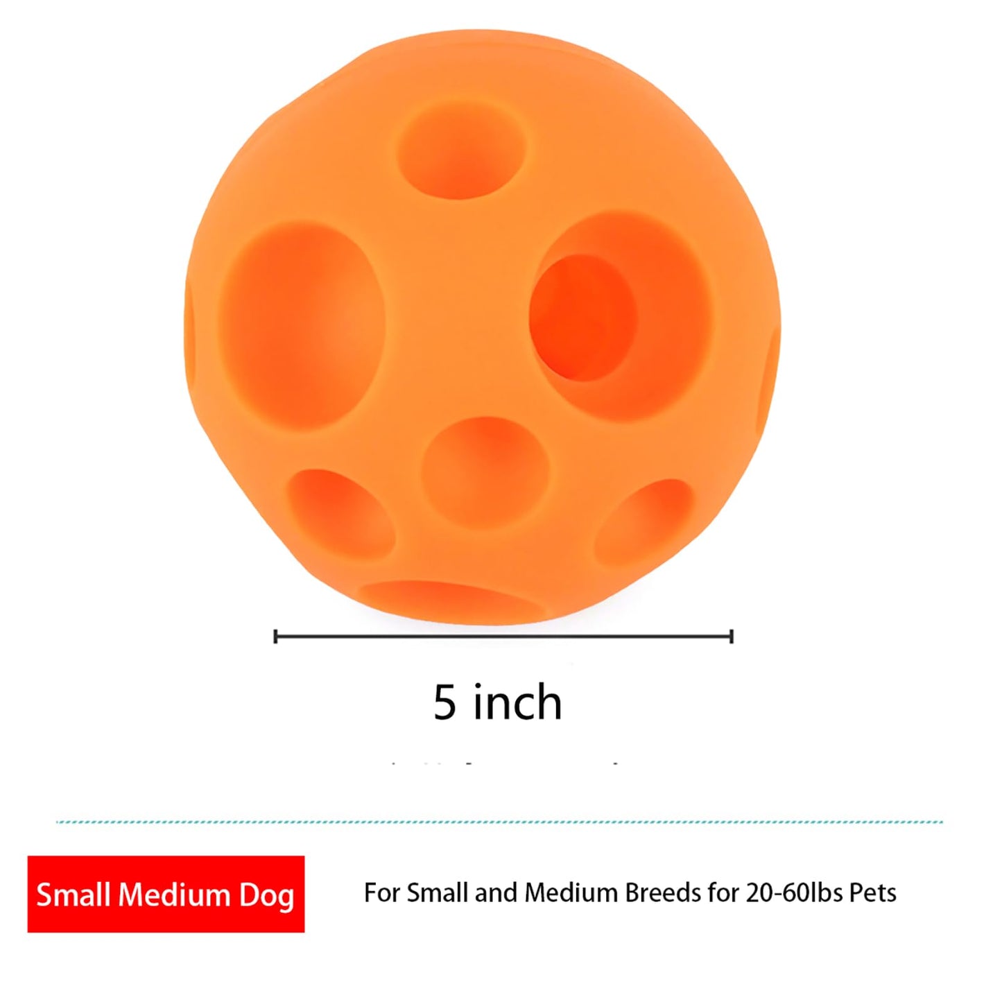 Evan Dog Toy Balls, 5 Inch Treat Tricky Ball Food Dispensing Toys Tricky Fun Interactive Dog Toy Food Dispenser Toy Puzzle Toy Ball Dog Chew Toys Ball for Large Medium Slow Feeder Dog Bowls（Orange）
