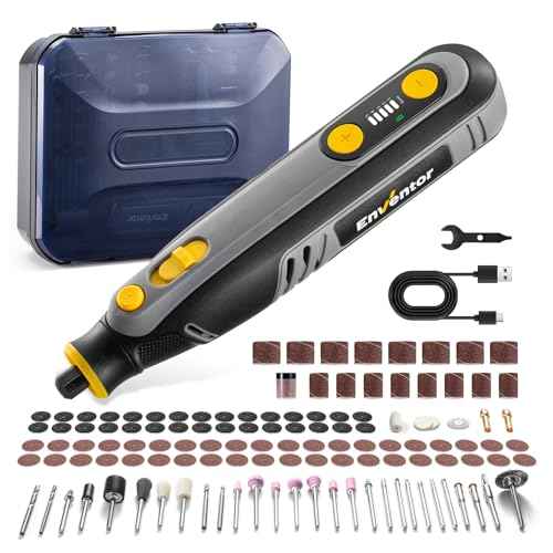 Enventor Cordless Rotary Tool, 8V Power Rotary Tool Kit with 123pcs Accessories, 5-Speed 30000RPM, USB Charging, Multi-Purpose Mini Rotary Tool for Sanding, Polishing, Engraving, Drilling, DIY Crafts