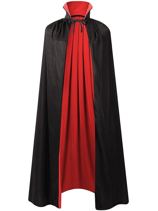 GRAJTCIN Vampire Costume Halloween Vampire Cape Adult Black and Red Cloak Men Reversible Stand Collar Masquerade Cape for Women 55"