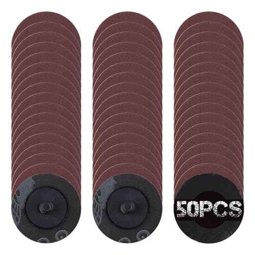 SPEEDWOX 50Pcs 2" 240 Grit Roll Lock Quick Change Discs Aluminum Oxide Coated Die Grinder Accessories Aluminum Oxide Sandpaper Disc Roll Lock Sanding Discs Quick-Change Sanding Discs