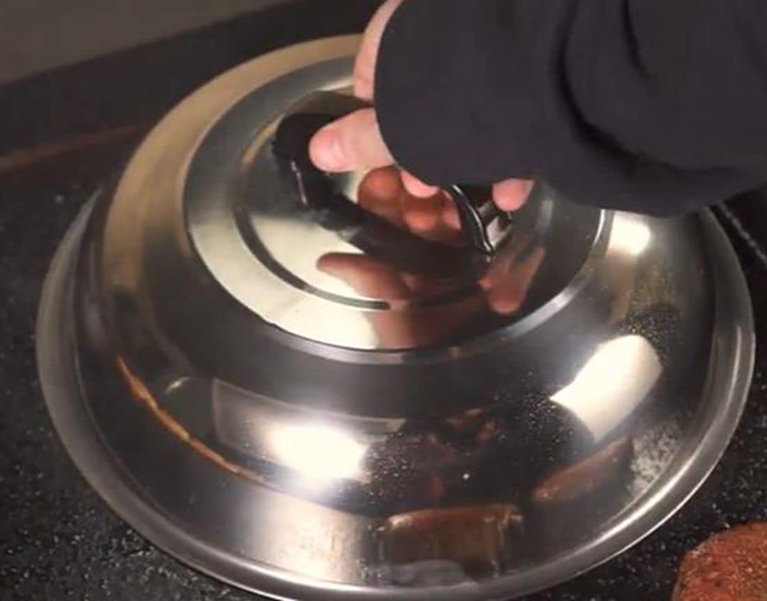 12 Inch Heavy Duty Cheese Melting Dome Wok Lids - Stainless Steel Griddle Grill Accessories - Durable Round Basting, Steaming Cover - Heat Resistant Handle for Flat Top Griddle Grill- 2 Domes