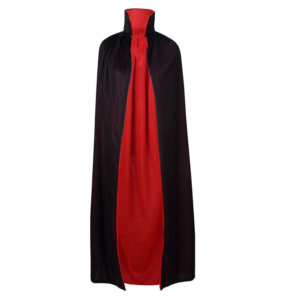 Regenboog Black and Red Cape Adult,Stand Collar Reversible Cape Men,Halloween Christmas Costume,Masquerade,Dress up,Wizard,Witch,Vampires Cloak,59inch