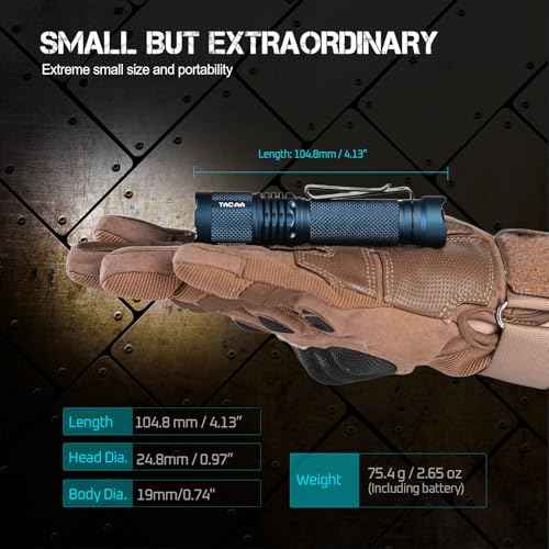 ACEBEAM TAC AA 2.0 Longest-Range AA Flashlight 360 Meters, 900 High Lumens Tactical EDC Flashlight Rechargeable, 6 Modes Pocket LED Super Bright Small Mini Flashlight for Camping, Home(SFT-25R HI)