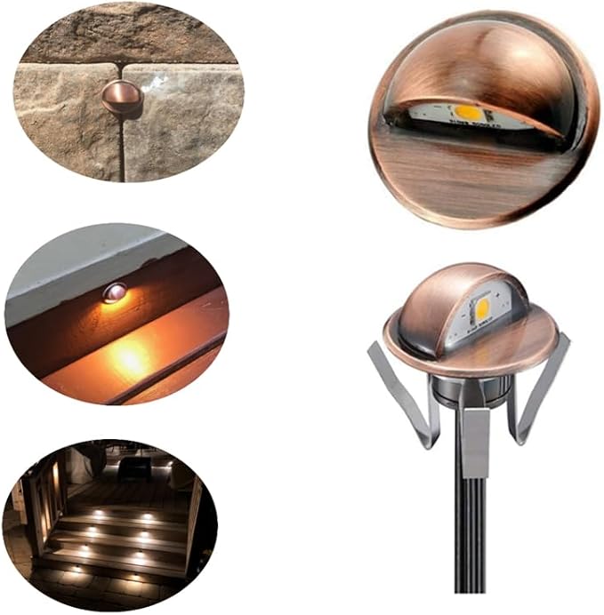 FVTLED 20pcs Low Voltage LED Deck Lights kit Φ1.38 Outdoor Garden Yard Decoration Lamp Recessed Landscape Pathway Step Stair Warm White LED Lighting, Red Bronze