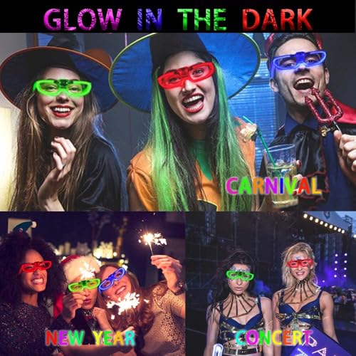 50 Packs LED Glasses Mardi Gras Party Supplies ,5 Neon Colors,3 Light Modes Light up Glow Sticks Glasses Toys Party Supplies for kids Adults Fit Halloween Christmas New Year Eve Graduations (50)