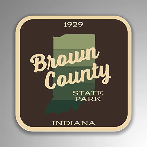JMM Industries Brown County State Park Indiana Vinyl Decal Sticker Retro Vintage Look 2-Pack 4-inches by 4-inches Premium Quality UV Protective Laminate SPS301