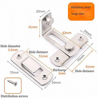 (2 pcs) The 90 Door Buckle Bolt barn Door Lock Right Angle Bending Latch hasp Toilet Doors and Windows