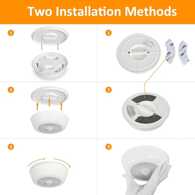 DLLT Battery Operated Motion Sensor Light Indoor, Battery Powered Ceiling Light with 300LM, 5000K, 5.9 inch Wireless Ceiling Light for Closet Stair Hallway Shower Shed Garage Pantry Basement