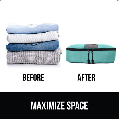 GORILLA GRIP Packing Cubes, Travel Essentials for Suitcase, Mesh Organizer Bags for Clothes Toiletries Shoes and Laundry, Luggage and Carry On Airplane Accessories, Traveling Must Have 3 Set Turquoise