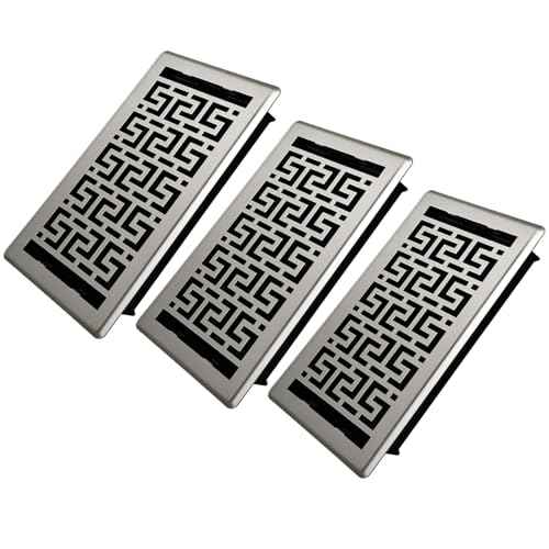 Floor Registers 6x12 Inches - 3 Pack Heavy Duty Walkable Steel Floor Vents Ease Adjust Air Flow Direction Vent Covers for Home Floor Satin Nickel Floor Vent Covers