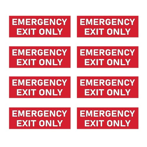 Pack 6 Pcs Exit Only Emergency Sticker for Cars Vehicles Trucks Indoor Outdoor Window Safety Warning Signs Bumper Stickers Weatherproof Large Vinyl Decals Car Exterior Accessories