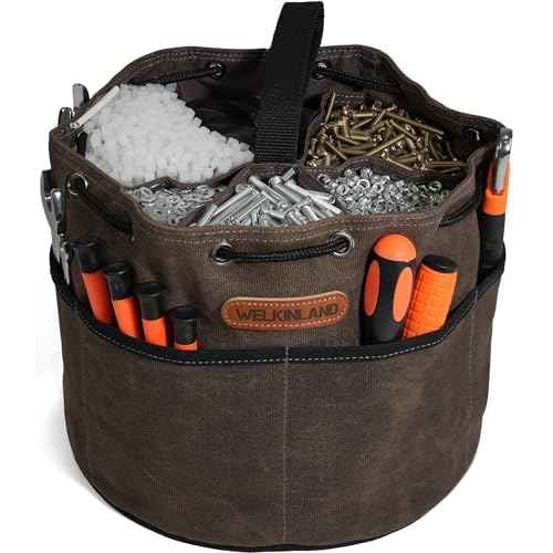 WELKINLAND 12-Pockets Canvas Screw Bags, Heavy-Duty screws pouch, StandUp parachute tools bag, Small parts organizer bag, Parachute bag for screws