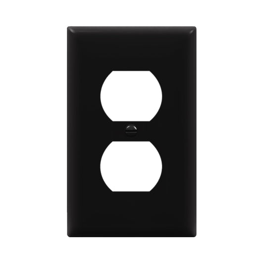 ENERLITES Duplex Receptacle Outlet Wall Plate, Size 1-Gang 4.50" x 2.76", Unbreakable Polycarbonate Thermoplastic, 8821-BK, Black