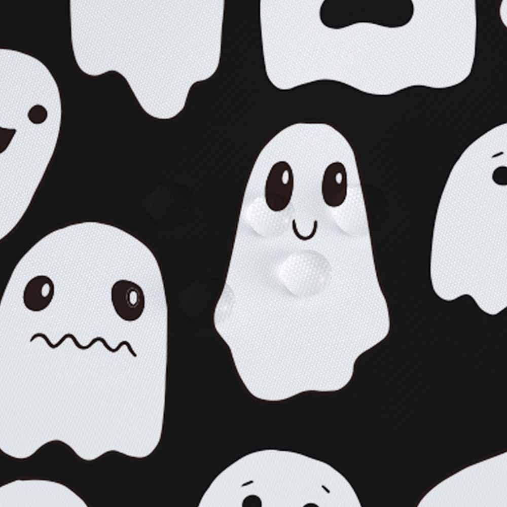 SHENGJUN 72x78 Inches Halloween Ghost Shower Curtain, Spooky Cute Funny Cartoon Ghosts Icons Black and White Fabric Kids Boy Trick or Treat Bathroom Shower Curtain with 12 Hooks