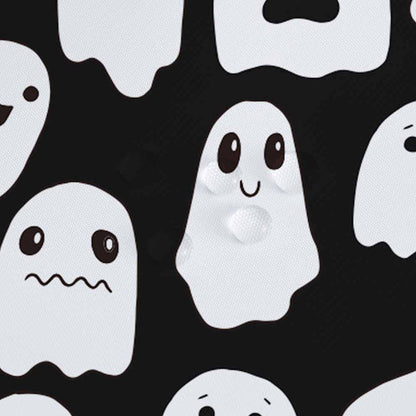 SHENGJUN 72x78 Inches Halloween Ghost Shower Curtain, Spooky Cute Funny Cartoon Ghosts Icons Black and White Fabric Kids Boy Trick or Treat Bathroom Shower Curtain with 12 Hooks