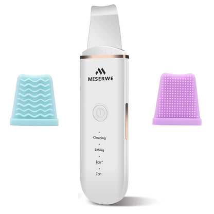 Skin Scrubber Face Skin Spatula Facial Scrubber Spatula for Deep Cleansing Blackhead Remover Pore Cleaner with 4 Modes (White)