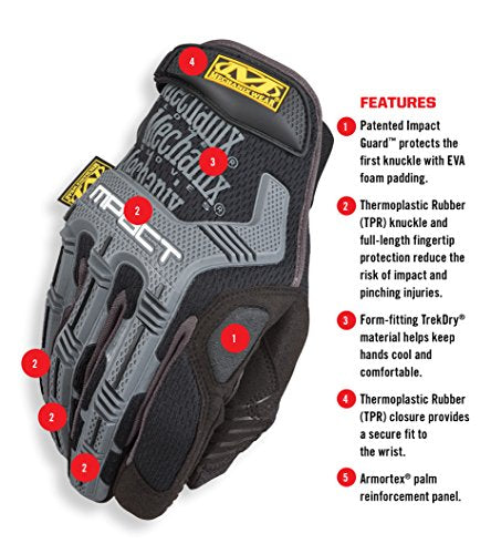 Mechanix Wear - M-Pact Gloves (X-Large, Black/Grey) MPT-58-011