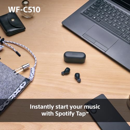 Sony WF-C510 Truly Wireless Earbuds – Small, Light, Bluetooth In Ear Headphones with Multipoint Connection, Ambient Sound, IPX4 Rating, Spotify Tap, Quick Charge, 22 HR Battery, iOS & Android - Black