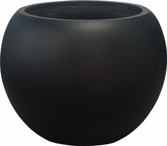 Panlaolao 13.5 H x 17" Dia (12" Pot Opening) Round Fiberstone Planter with Drainage Hole, Black, Indoor/Outdoor Large Plant Pot for Home Patio Garden, Ideal for Large Plants