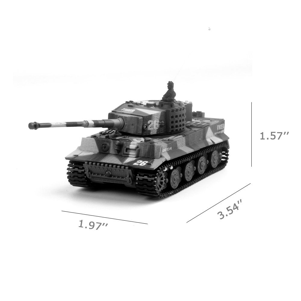 YouCute 2.4G Mini RC Tank with USB charger cable Remote Control Panzer tank 1:72 German Tiger I with Sound, Rotating Turret and Recoil Action When Cannon Artillery Shoots (Green)