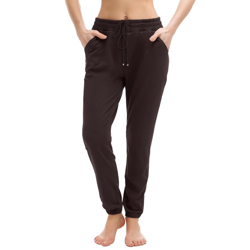 Walifrey Womens Joggers with Pockets, Drawstring Sweatpants Women for Lounging Jogging Gym and Workout DeepBrown,1 Pack DeepBrown S