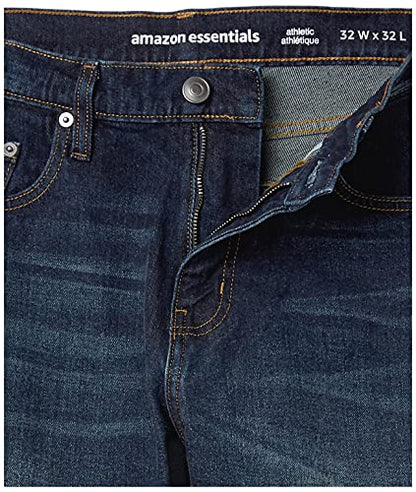 Amazon Essentials Men's Athletic-Fit Stretch Jeans - Dark Wash, 34W x 30L