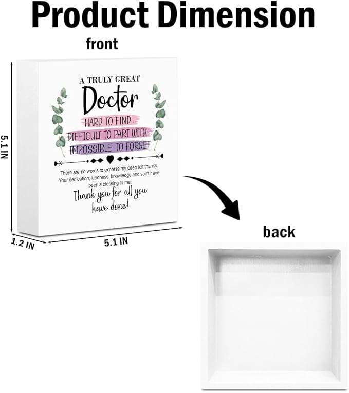 Doctor Gifts Wooden Box Sign Wall Decor Wooden Plaque Sign Thank You Gifts for Doctors Office Bedroom Home Decor Desk Shelf Table Decor Doctor Gift Graduation Retirement Appreciation Gifts