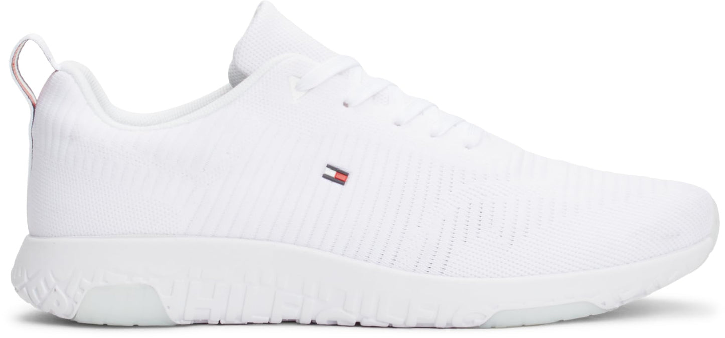 Tommy Hilfiger Men’s Corporate Knit Rib Runner Trainers, White (White), 9