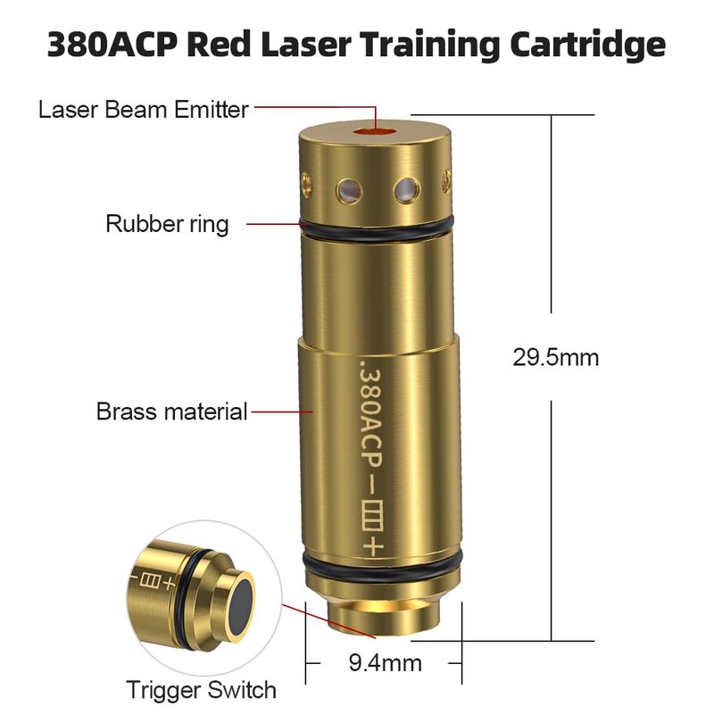 380ACP Laser Cartridge for Dry Fire Training System Durable Accurate Simulation to Improve Shooting Skills for Pistol