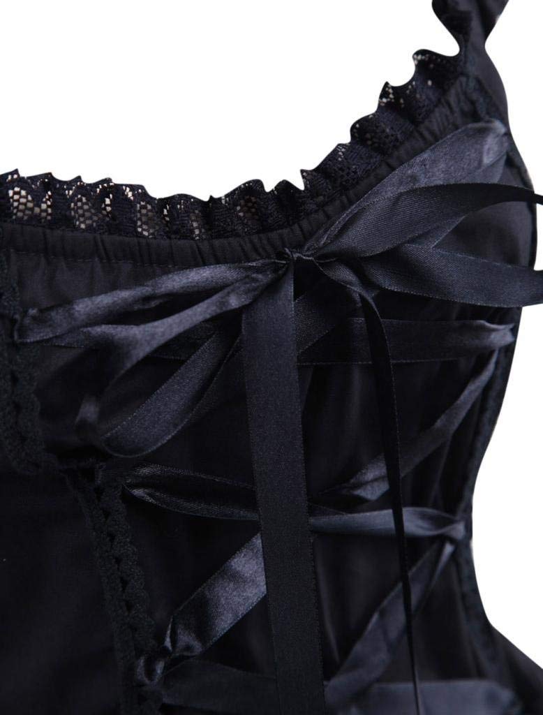 Ainclu Womens Classic Black Layered Lace-up Goth Lolita Dress M