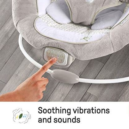 Ingenuity InLighten Baby Bouncer Infant Seat with Light Up -Toy Bar, Vibrations, Tummy Time Pillow & Sounds, 0-6 Months Up to 20 lbs (Twinkle Tails Bunny)