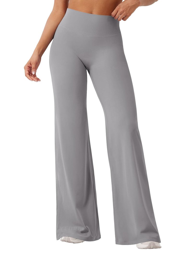 YEOREO Workout Leggings Womens No Front Seam Straight Leggings 33" High Waist Buttery Eddiy Gym Yoga Pants Gray XL